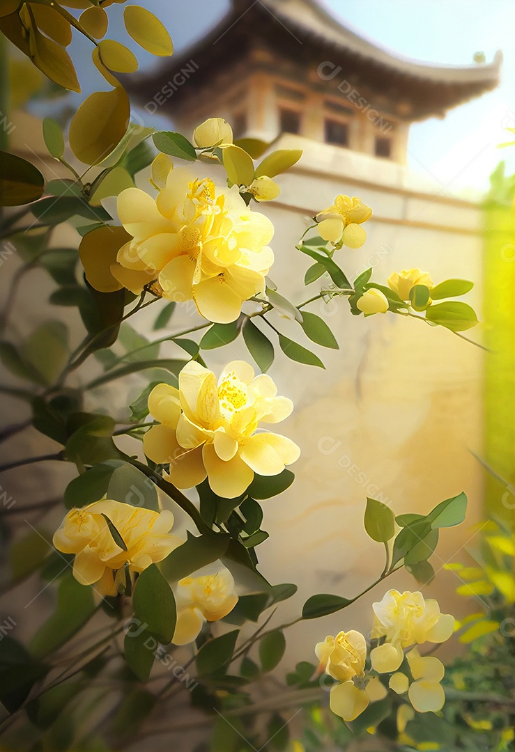 Linda paisagem com flores