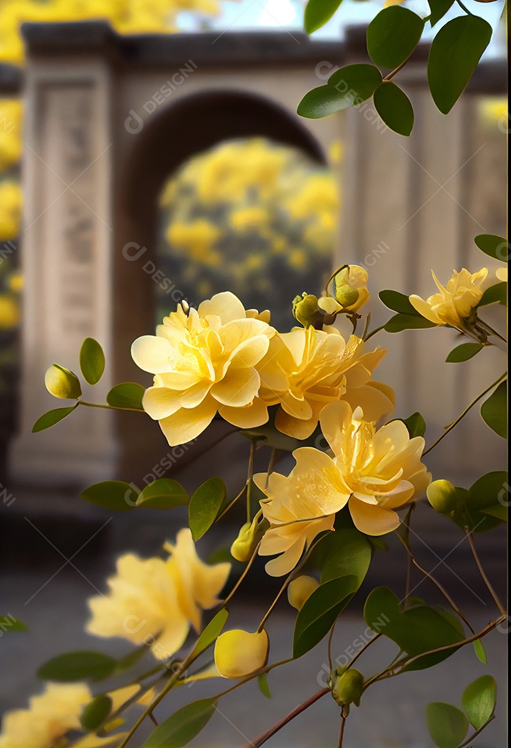 Linda paisagem com flores