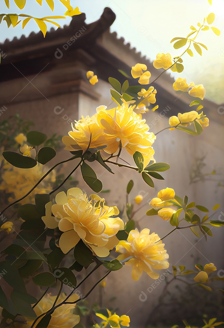 Linda paisagem com flores