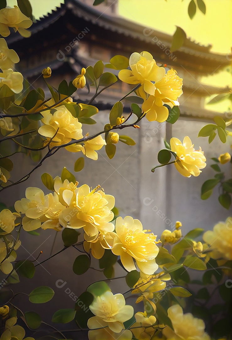 Linda paisagem com flores