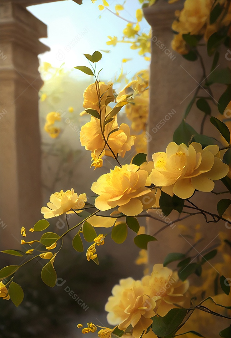 Linda paisagem com flores