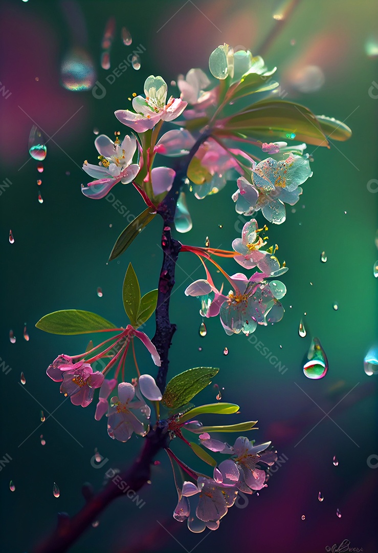 Linda paisagem com flores