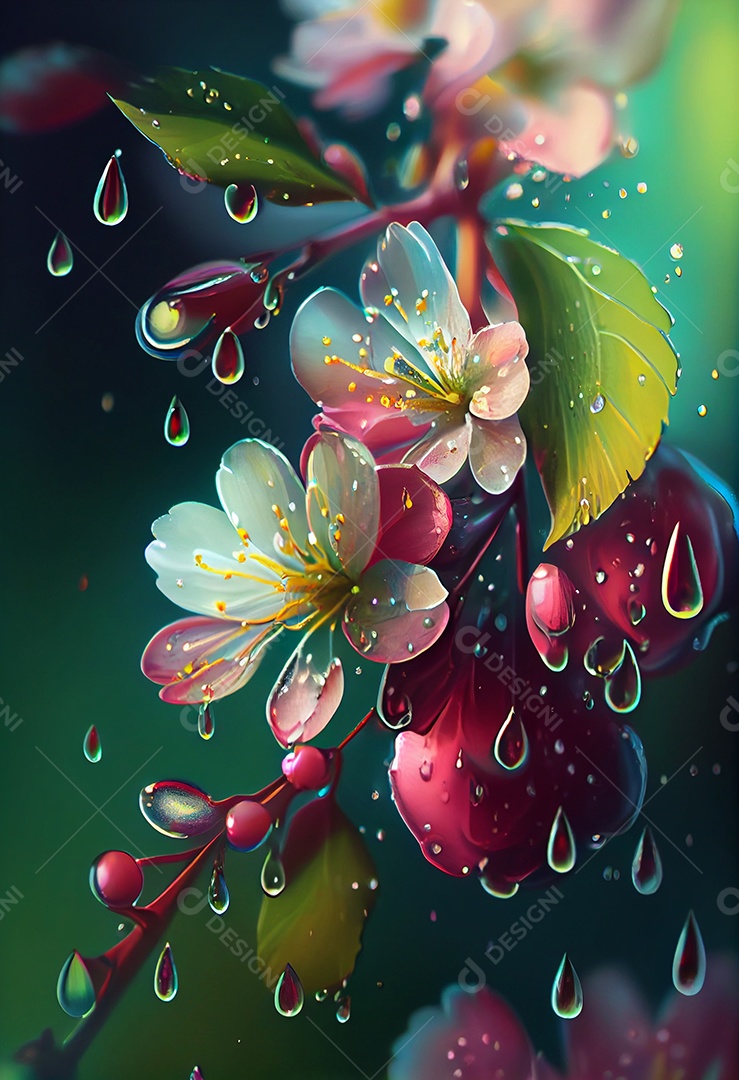 Linda paisagem com flores