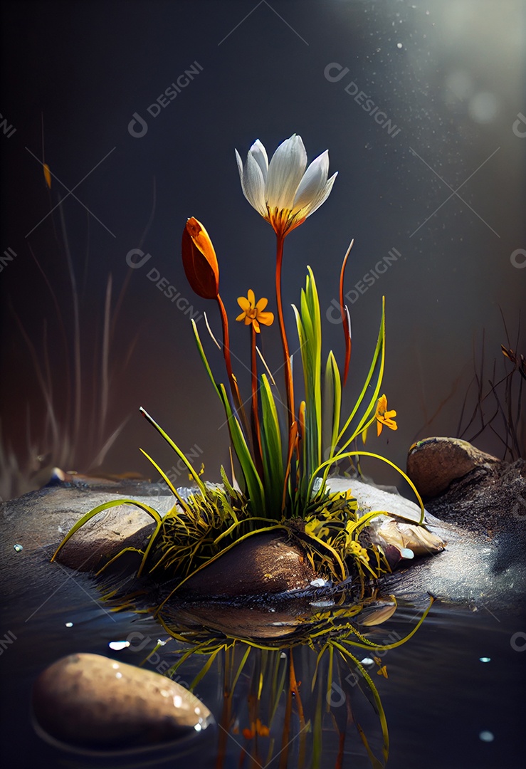 Linda paisagem com flores