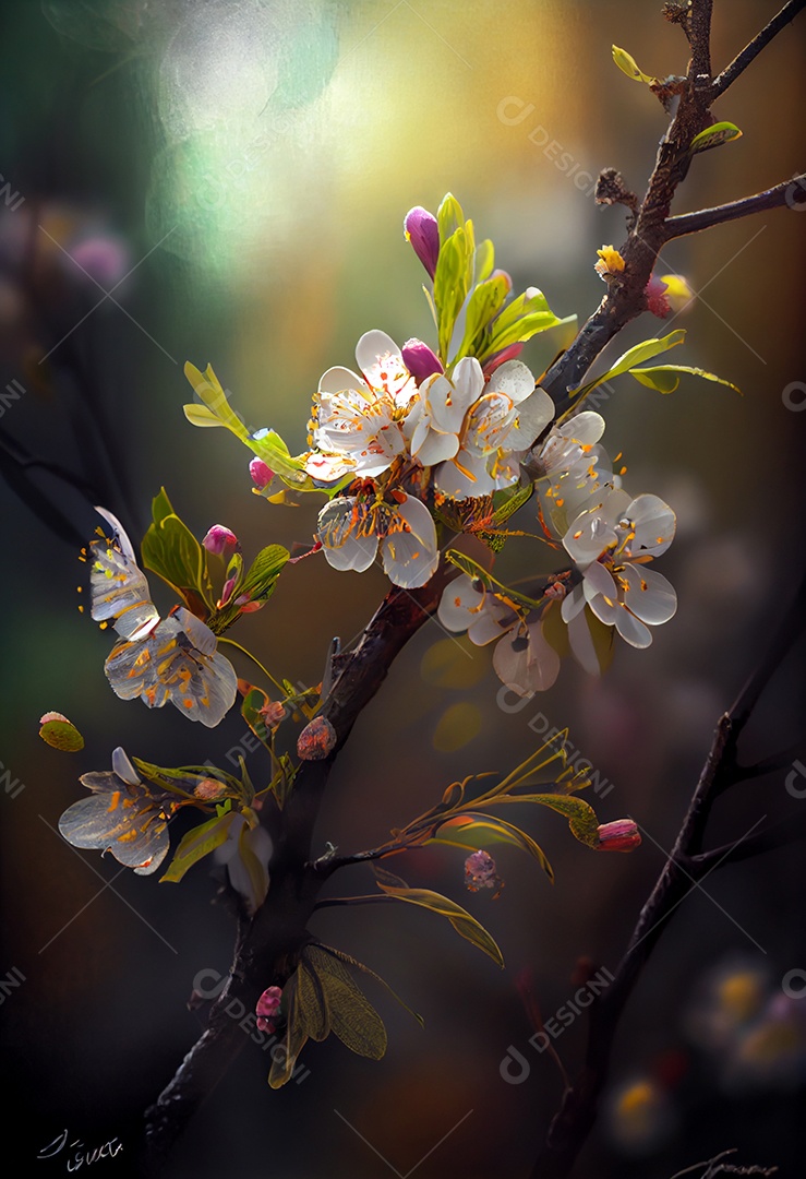 Linda paisagem com flores