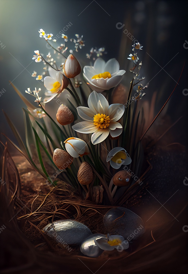 Linda paisagem com flores