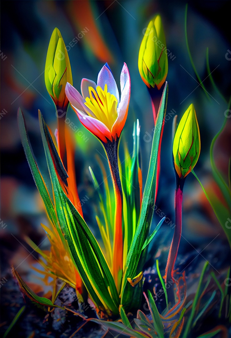 Linda paisagem com flores