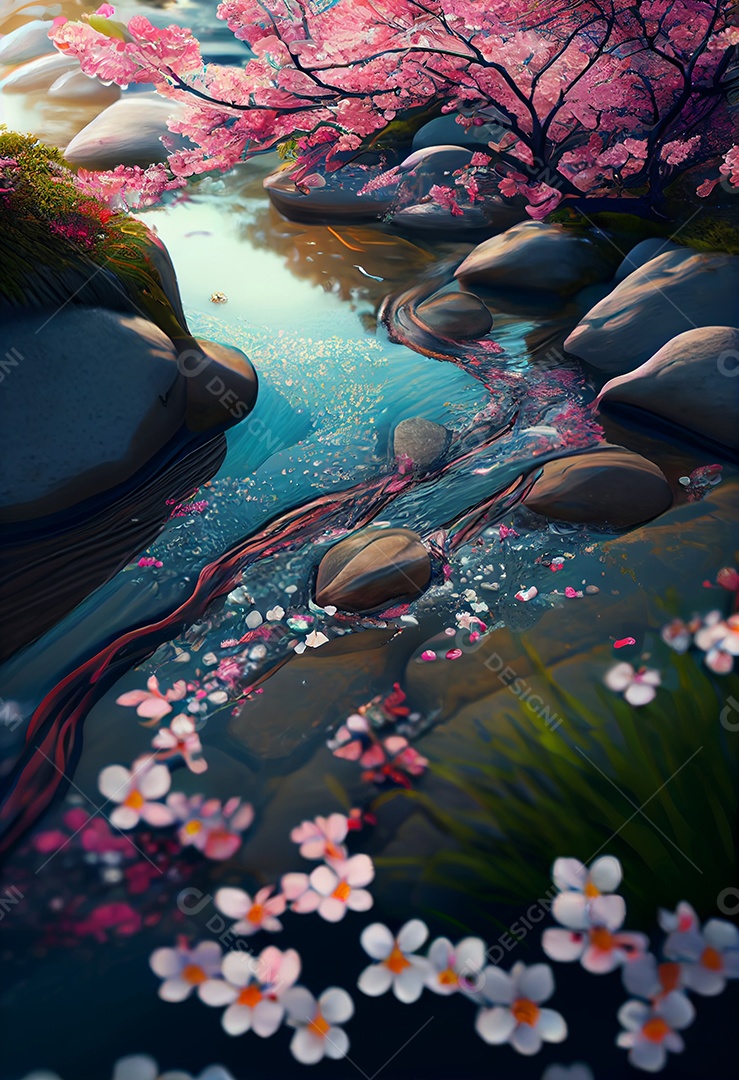 Linda paisagem com flores