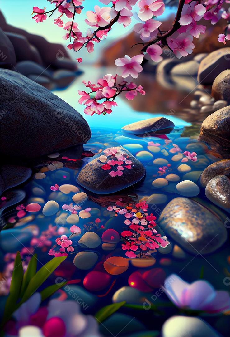 Linda paisagem com flores