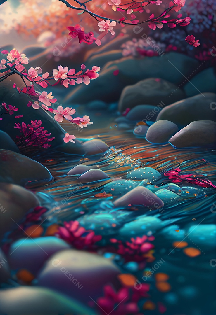 Linda paisagem com flores