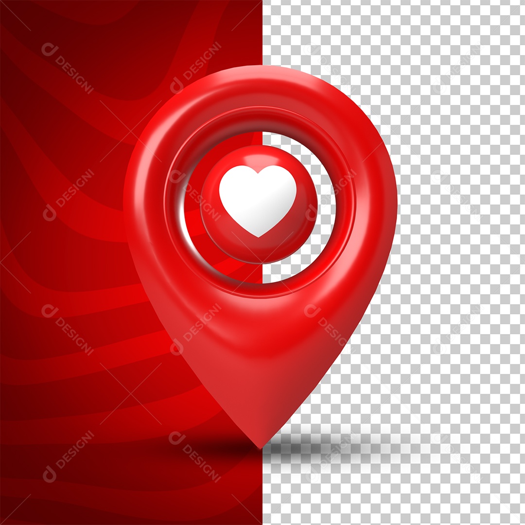 Ícone de Localização Coração Vermelho