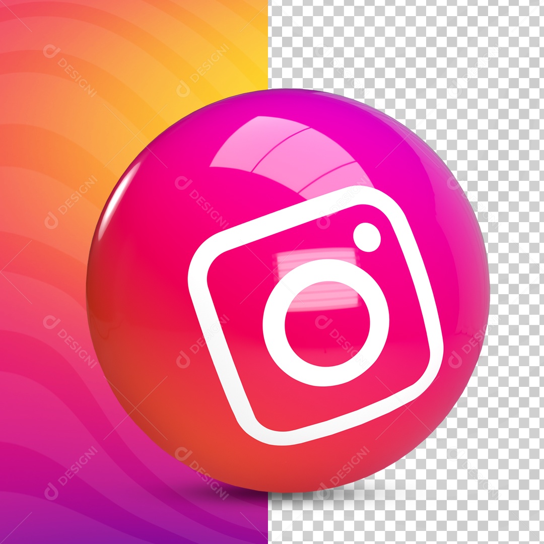 Logotipo Brilhante do Instagram 3D