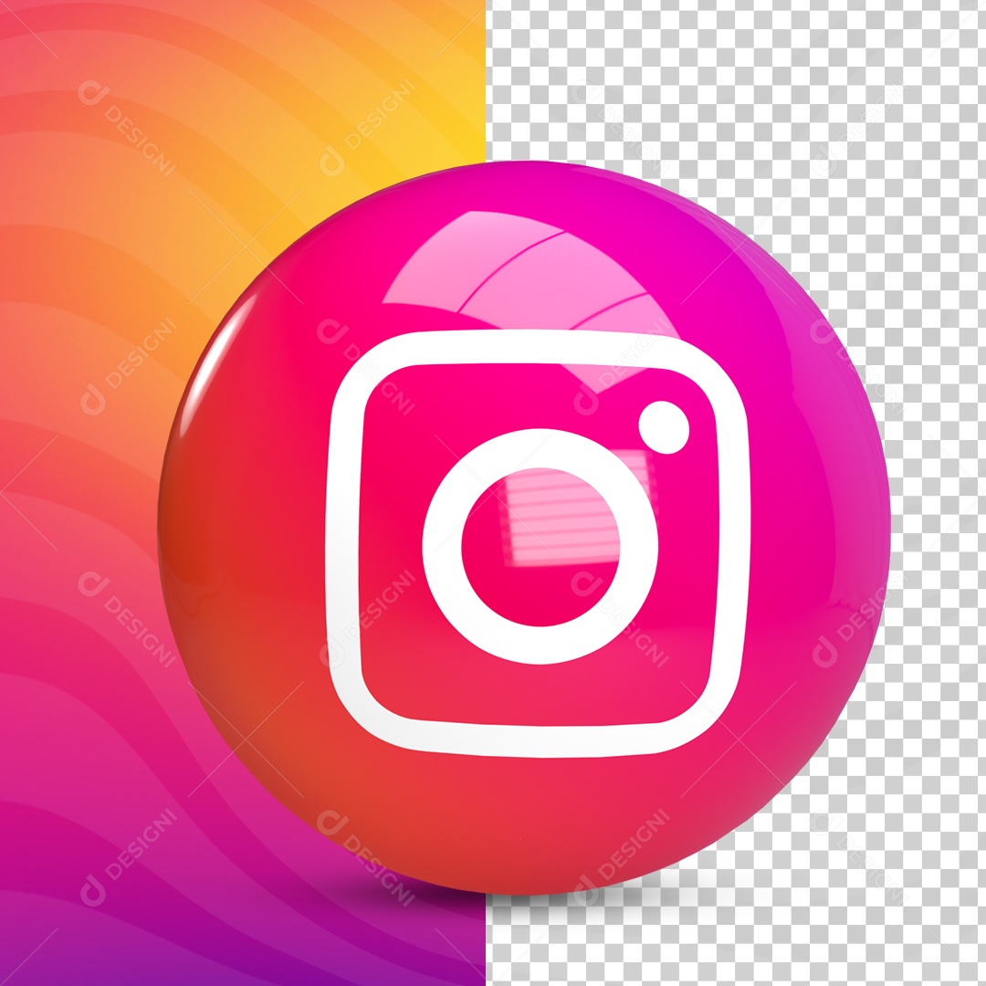Logotipo Brilhante do Instagram 3D