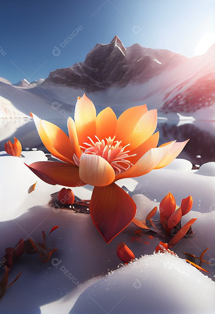 Lindas flores sobre fundo de uma linda paisagem