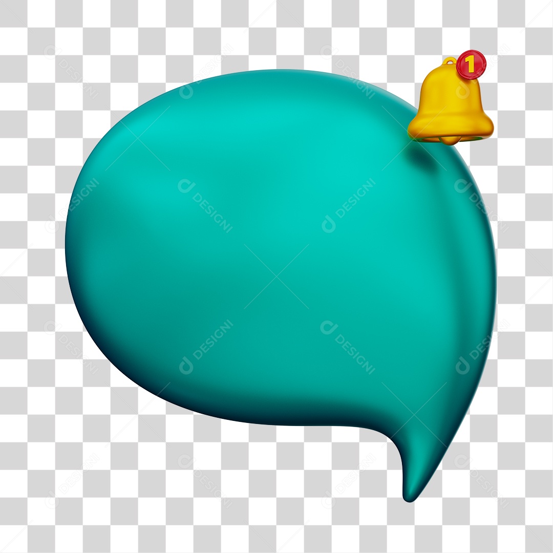 Caixa de Mensagem com Notificação Elemento 3D Azul Marinho Para Composição PNG Transparente