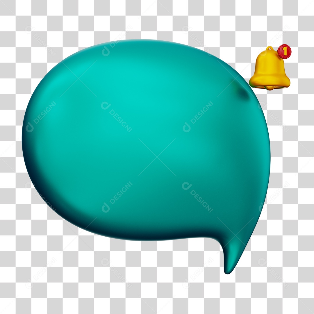 Caixa de Mensagem com Notificação Elemento 3D Azul Marinho Para Composição PNG Transparente