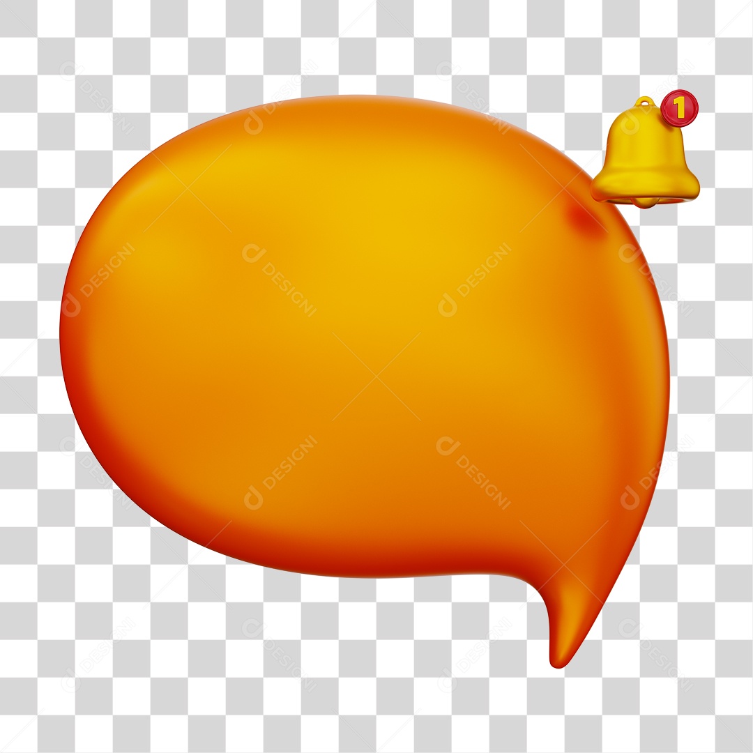 Caixa de Mensagem com Notificação Elemento 3D Laranja Para Composição PNG Transparente