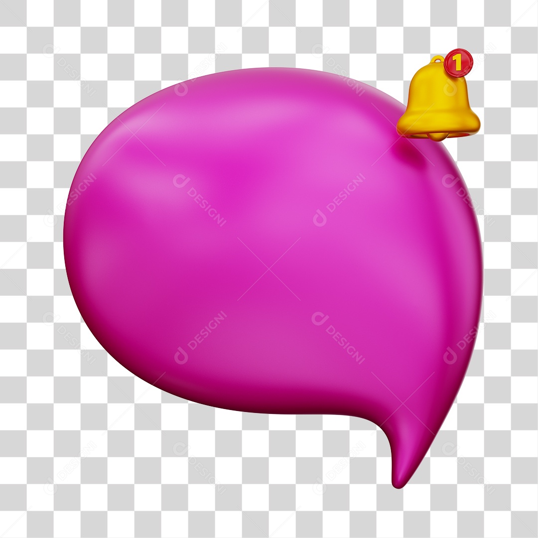 Caixa de Mensagem com Notificação Elemento 3D Rosa Para Composição PNG Transparente