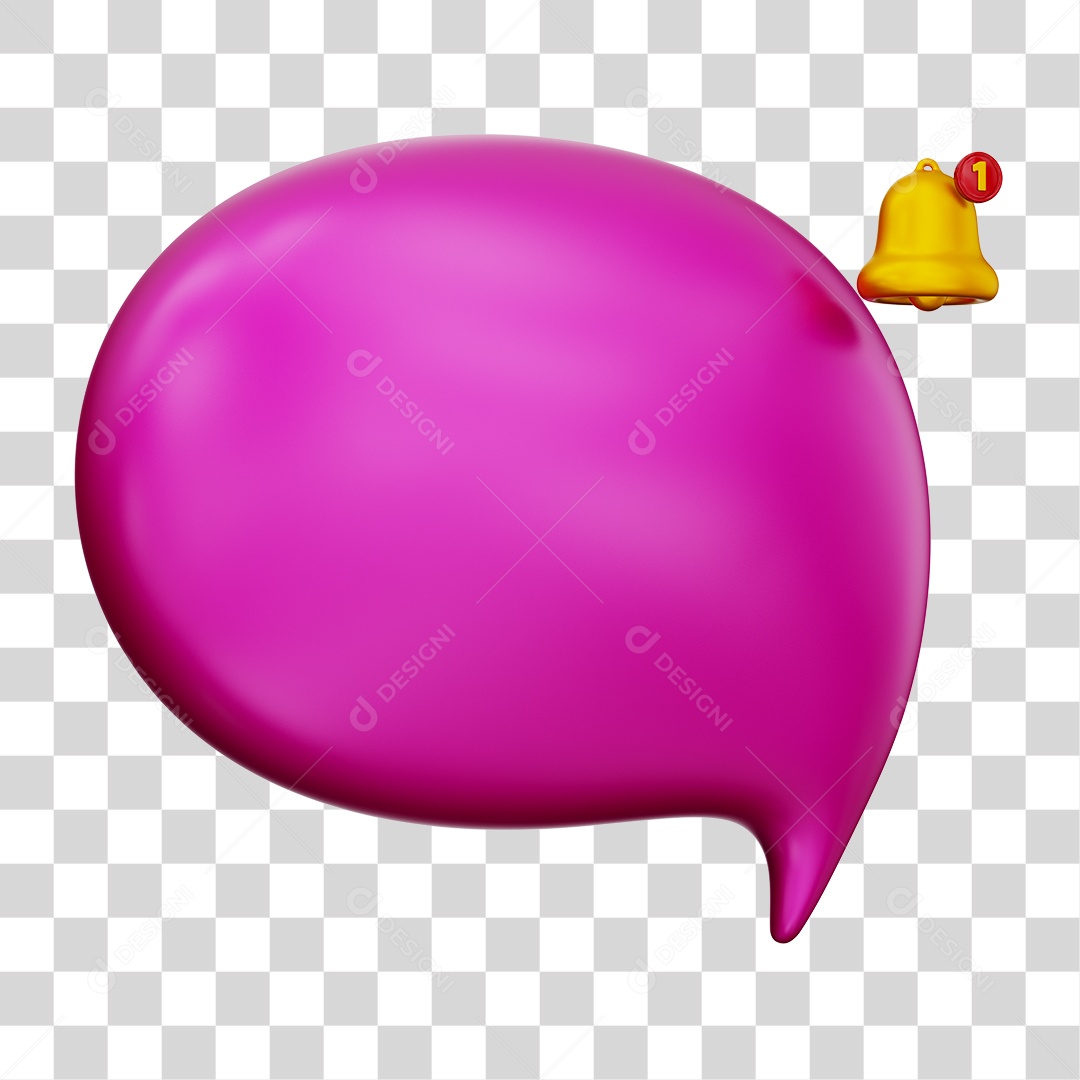 Caixa de Mensagem com Notificação Elemento 3D Rosa Para Composição PNG Transparente