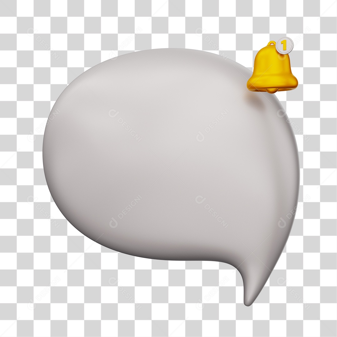 Caixa de Mensagem com Notificação Elemento 3D Cinza Para Composição PNG Transparente