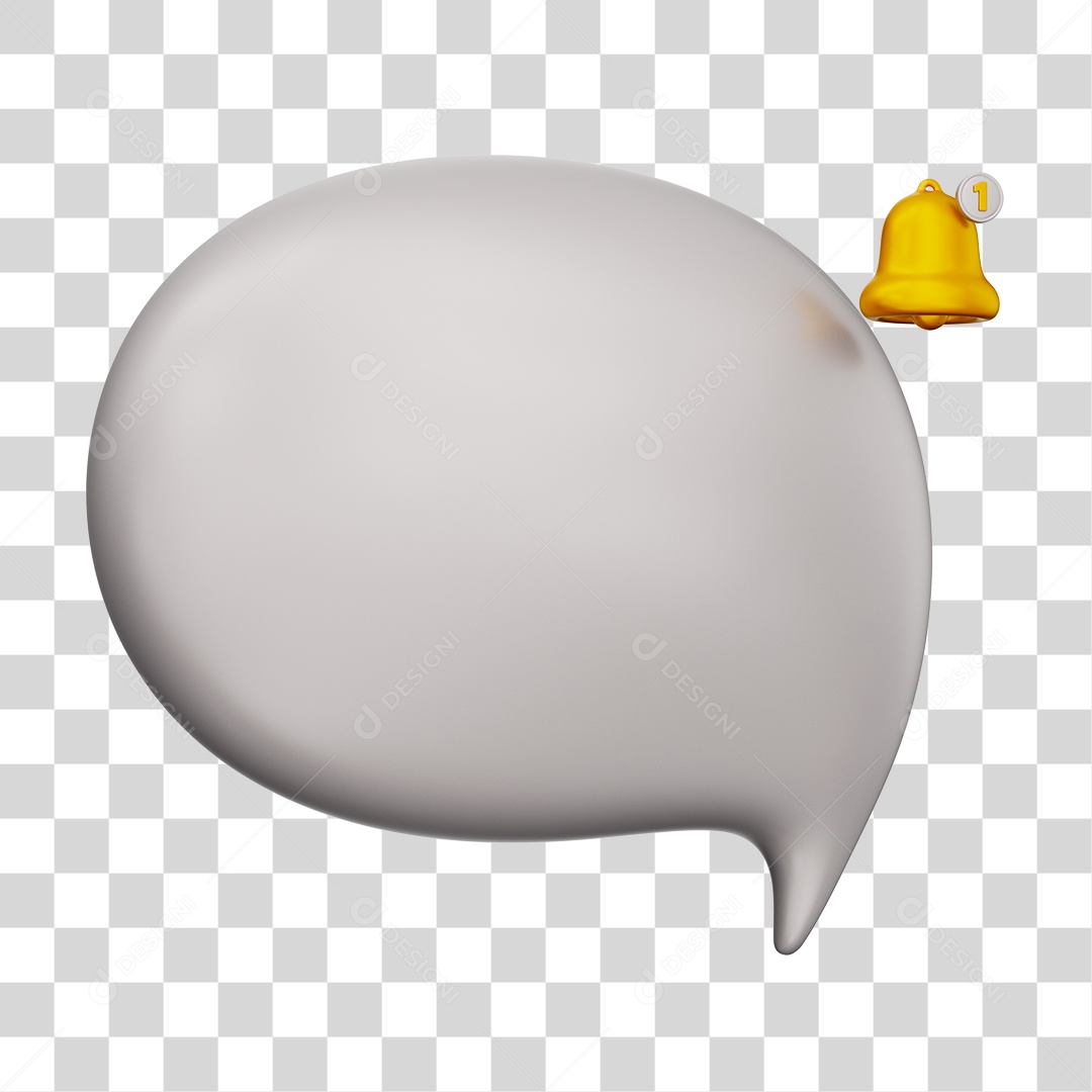 Caixa de Mensagem com Notificação Elemento 3D Cinza Para Composição PNG Transparente