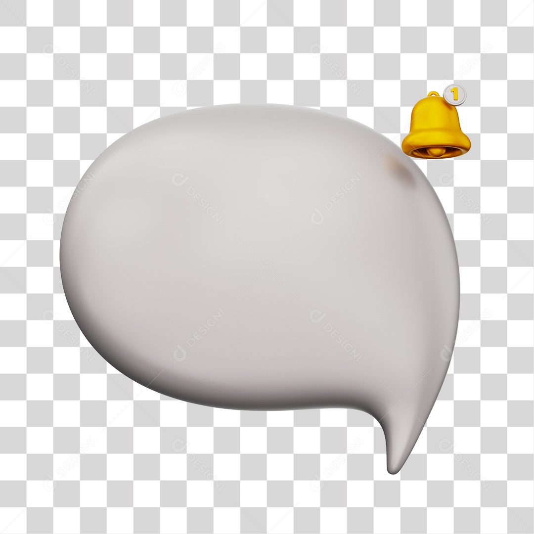 Caixa de Mensagem com Notificação Elemento 3D Cinza Para Composição PNG Transparente