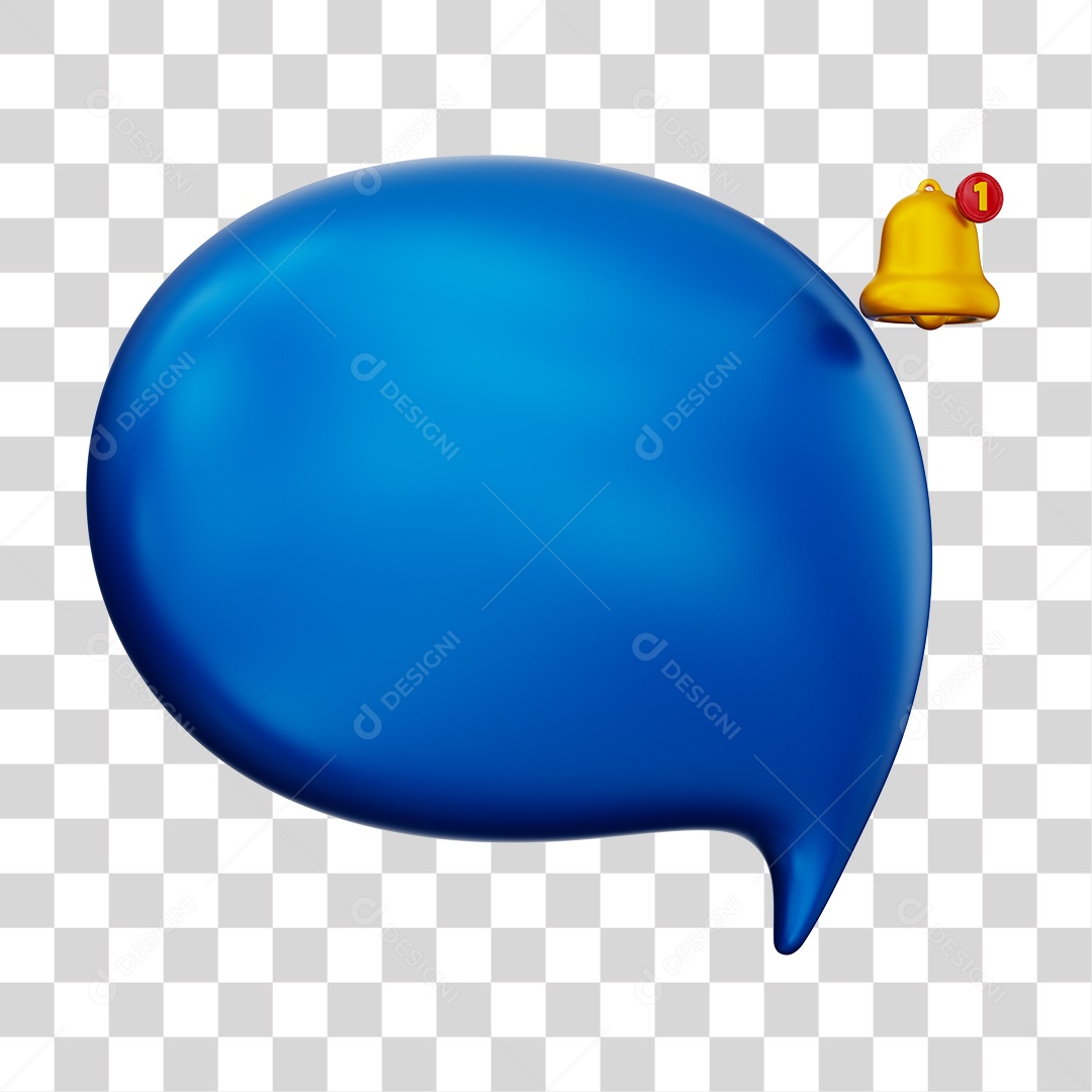 Message Box with Notification - Dark Blue 3D Element for Transparent PNG Composition