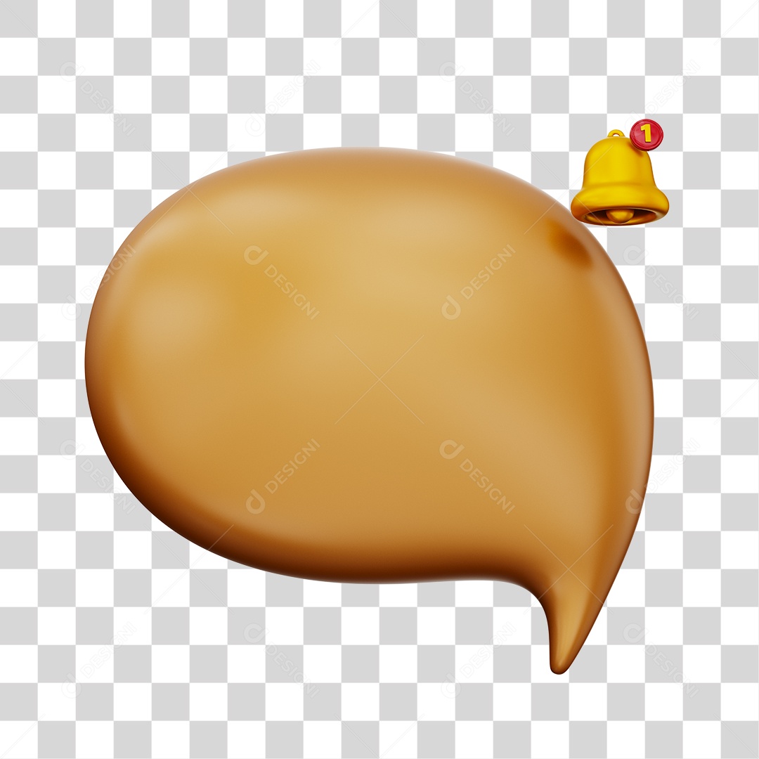 Caixa de Mensagem com Notificação Elemento 3D Marrom Para Composição PNG Transparente