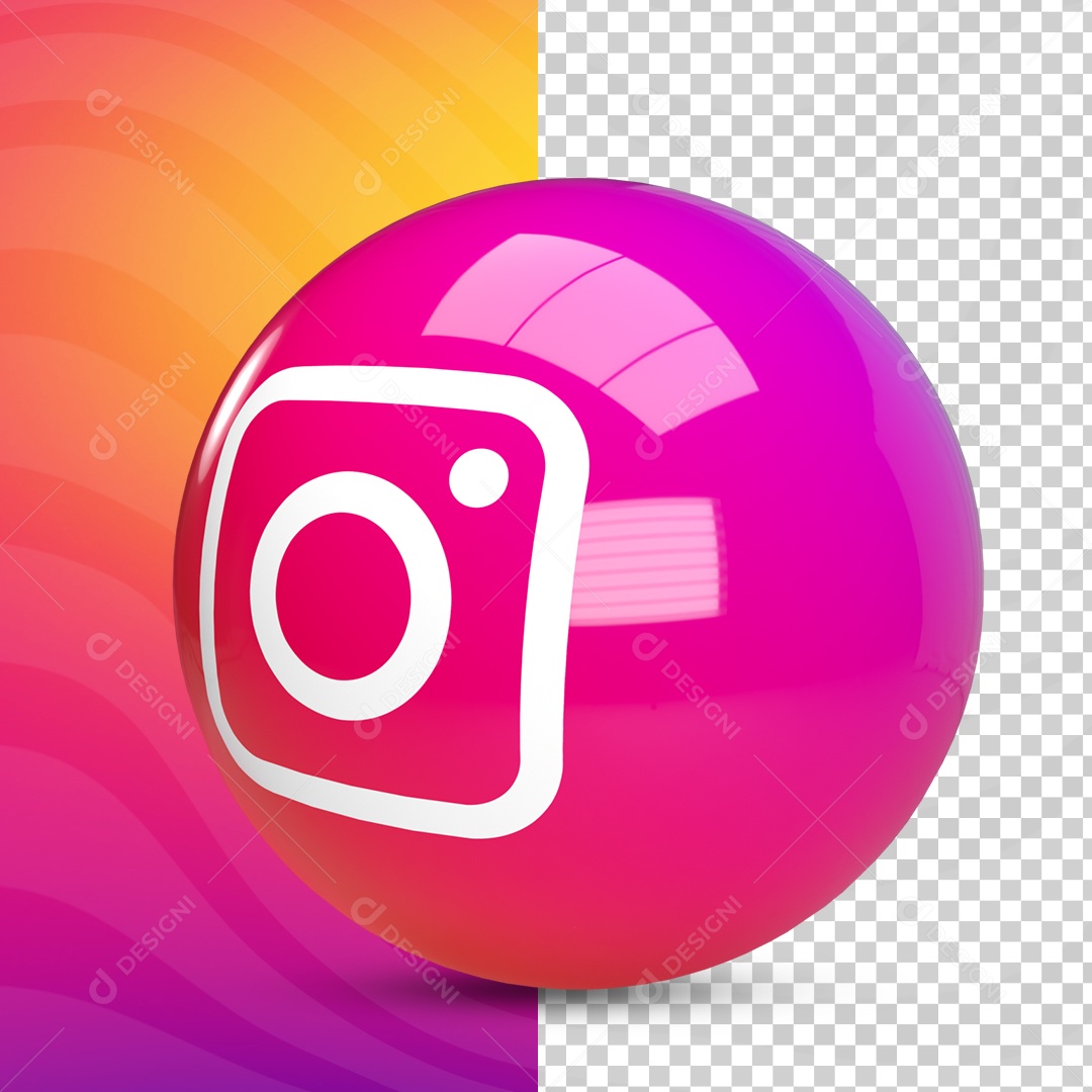 Símbolo Instagram 3D Elipse Com Fundo Transparente