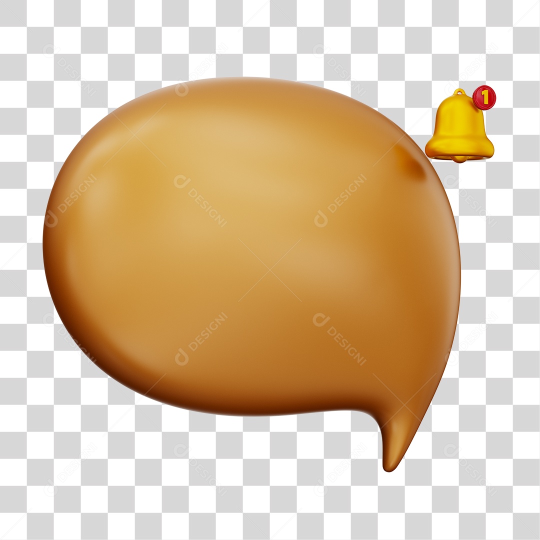 Caixa de Mensagem com Notificação Elemento 3D Marrom Para Composição PNG Transparente