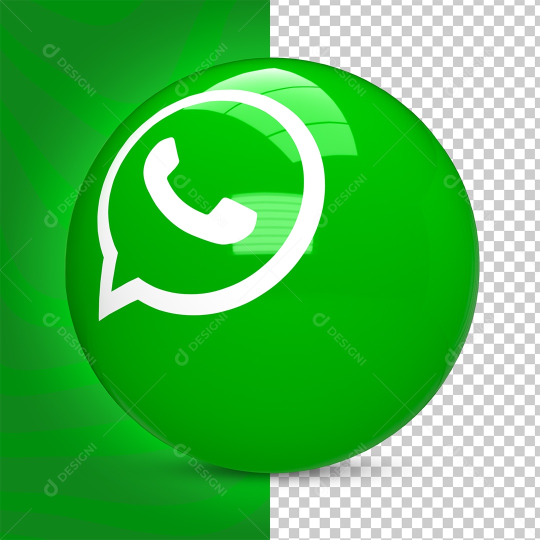 Símbolo WhatsApp 3D Elipse Com Fundo Transparente