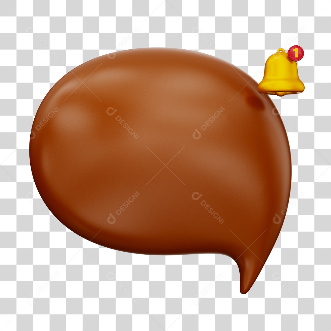 Caixa de Mensagem com Notificação Elemento 3D Marrom Para Composição PNG Transparente