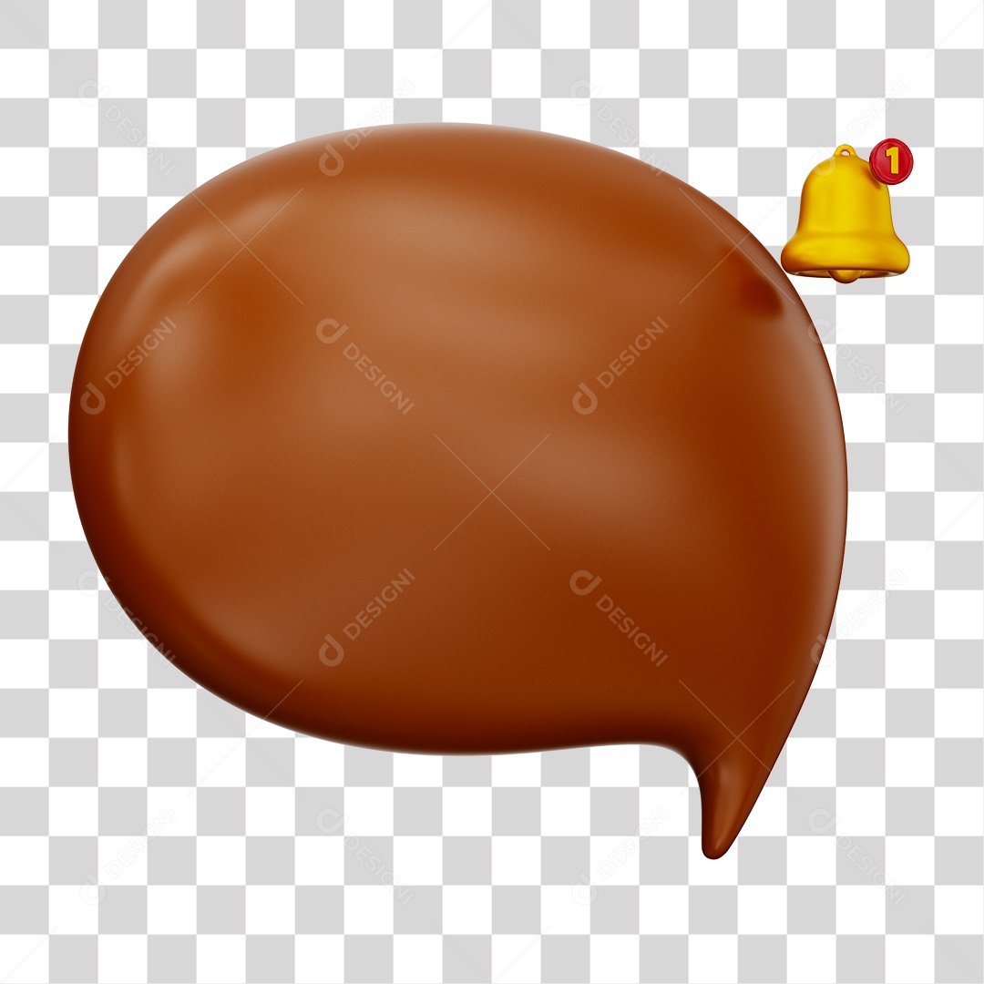 Caixa de Mensagem com Notificação Elemento 3D Marrom Para Composição PNG Transparente