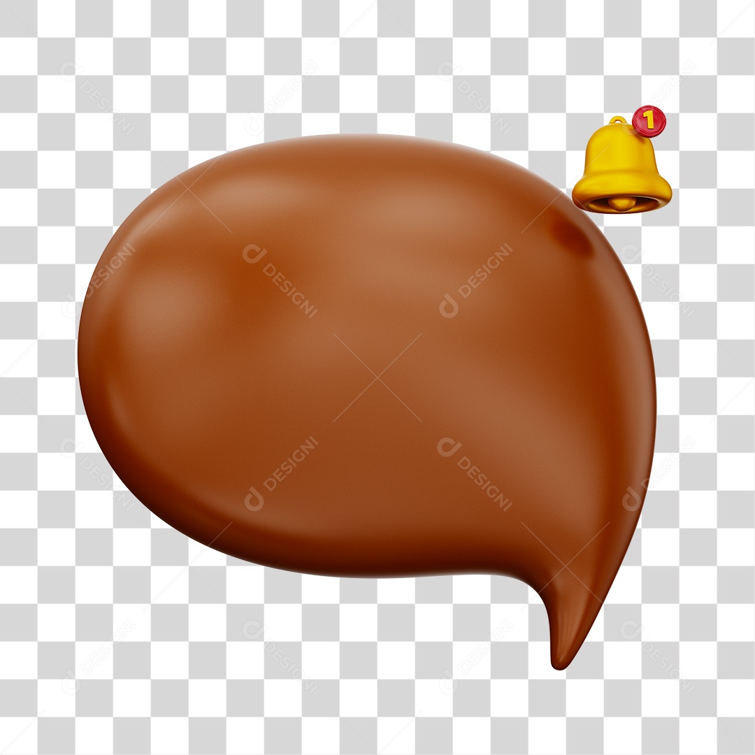 Caixa de Mensagem com Notificação Elemento 3D Marrom Para Composição PNG Transparente