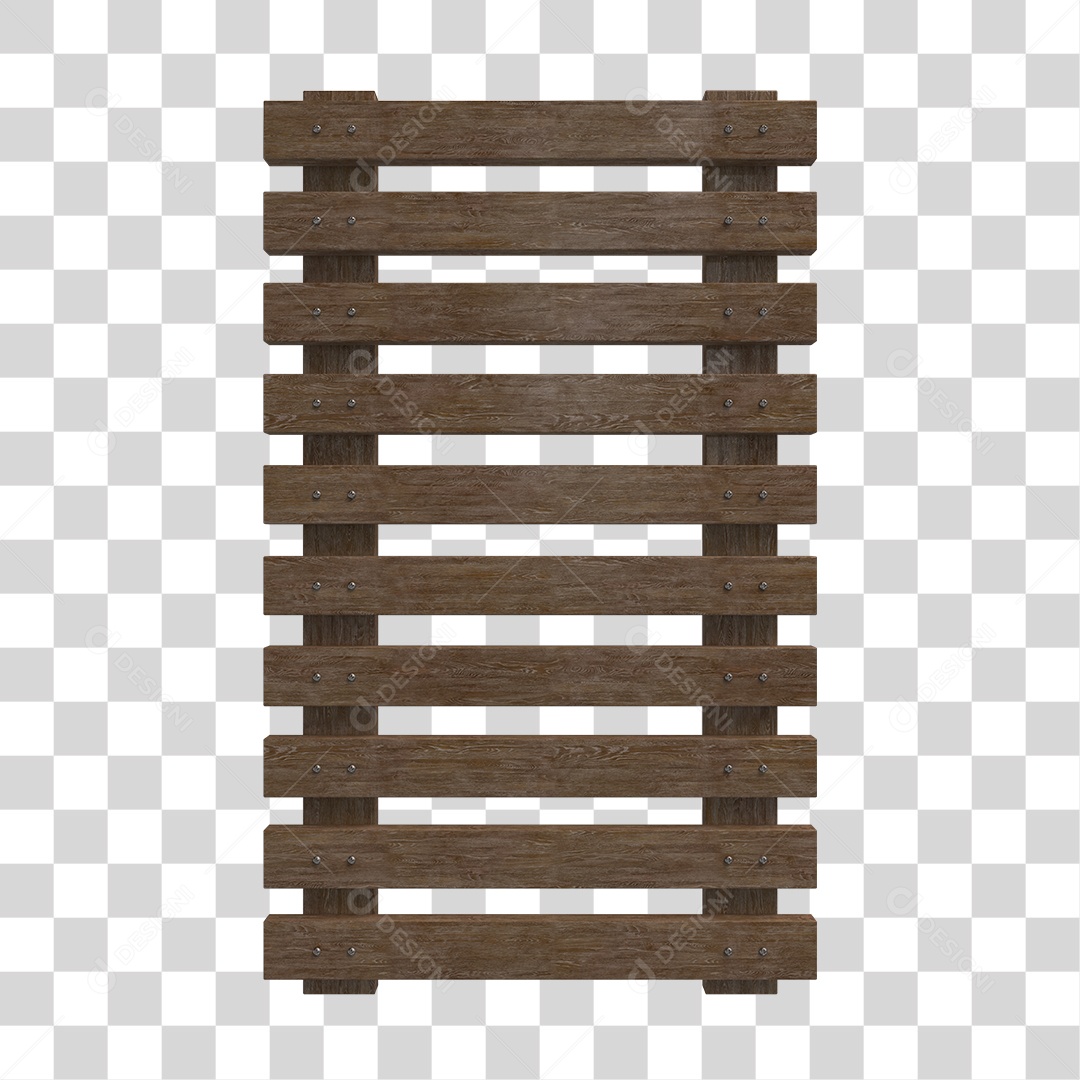 Cerca de Madeira 3D Elemento para Composição PNG Transparente