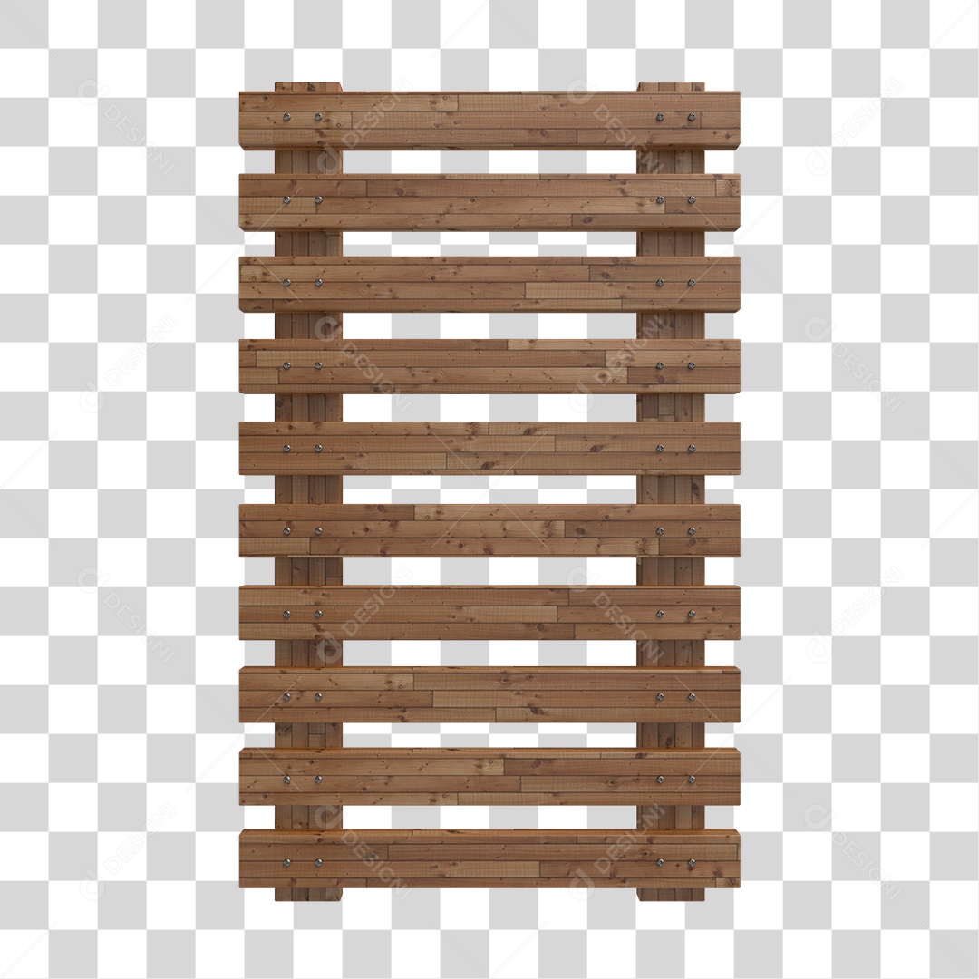 Cerca de Madeira 3D Elemento para Composição PNG Transparente