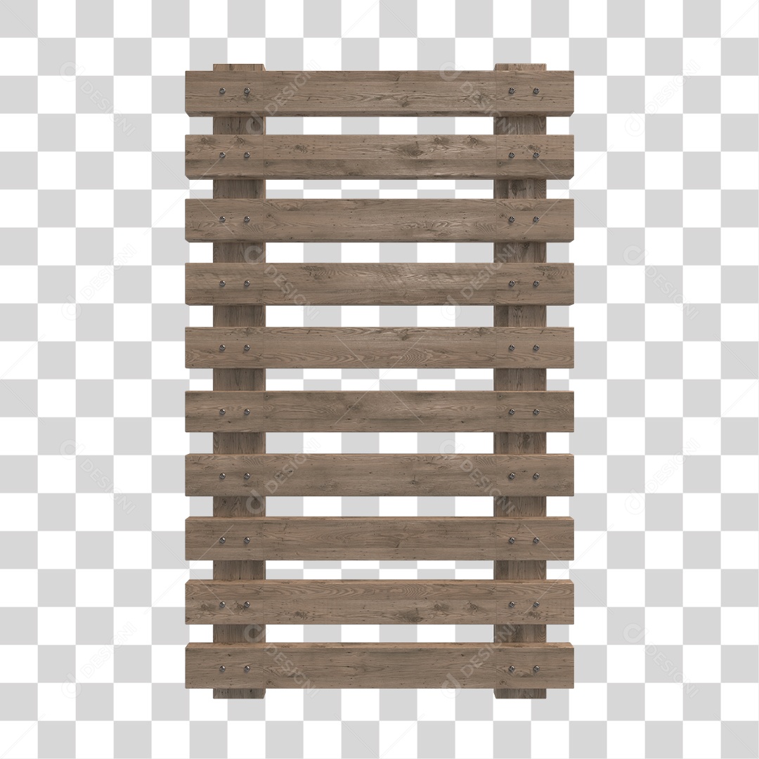 Cerca de Madeira 3D Elemento para Composição PNG Transparente