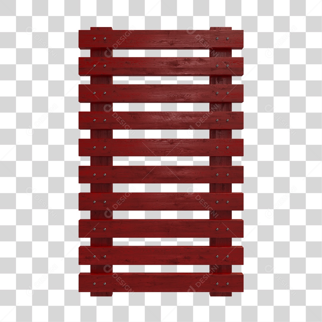 Cerca de Madeira Vermelho 3D Elemento para Composição PNG Transparente