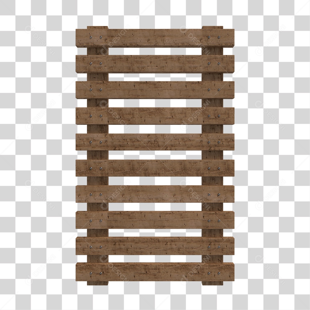 Cerca de Madeira 3D Elemento para Composição PNG Transparente