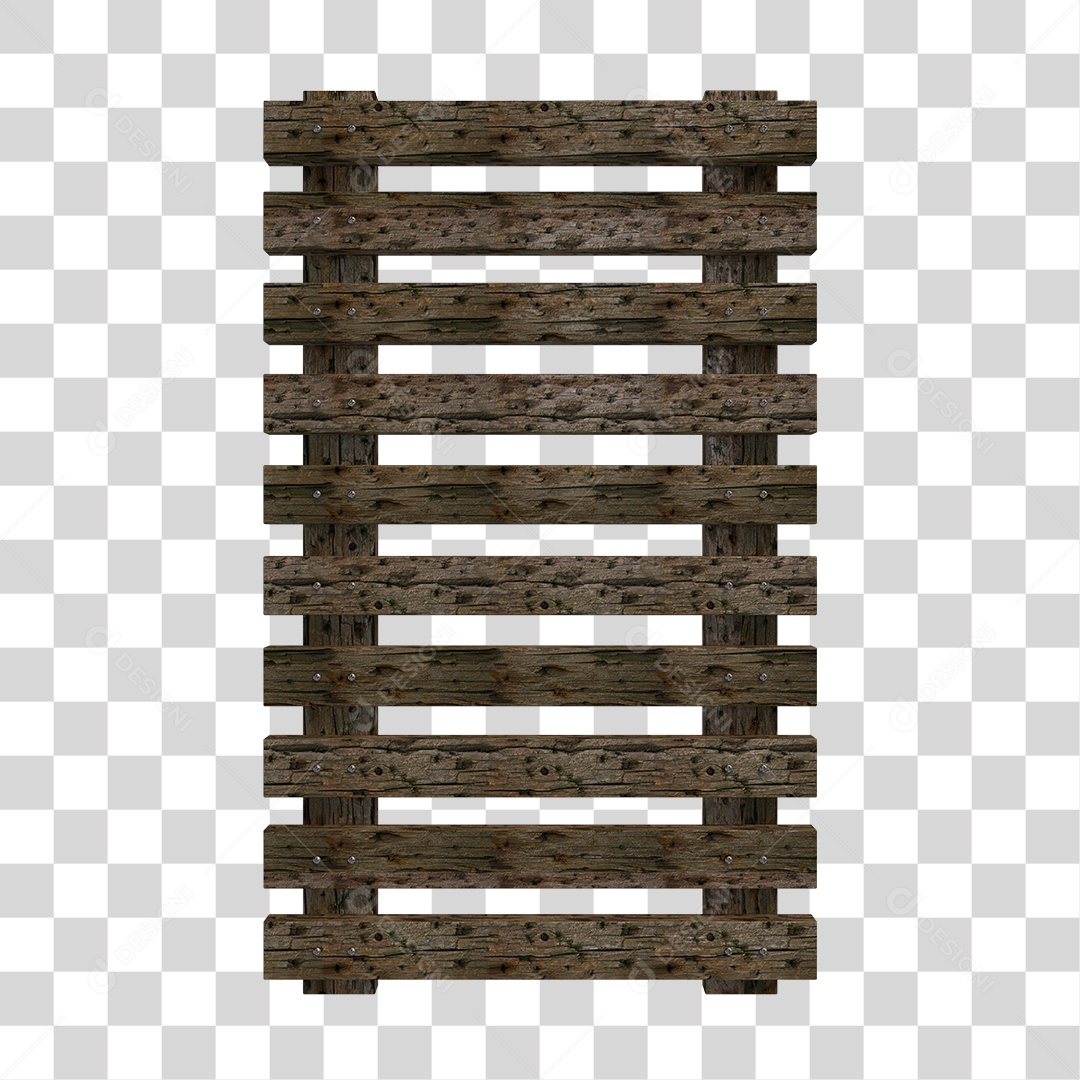Cerca de Madeira 3D Elemento para Composição PNG Transparente