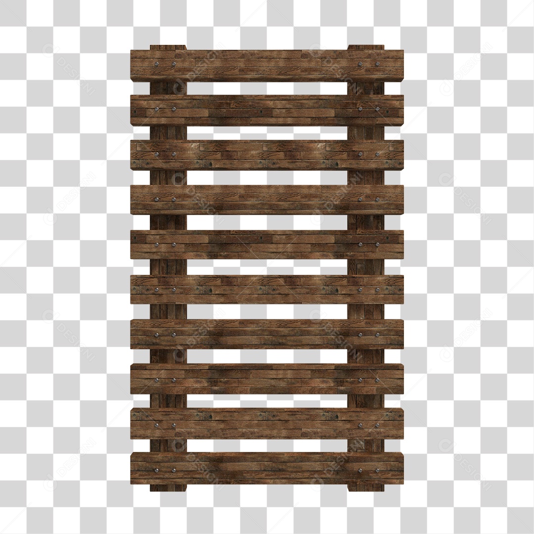 Cerca de Madeira 3D Elemento para Composição PNG Transparente