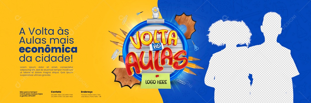 Social Media Banner Voltas às Aulas PSD Editável