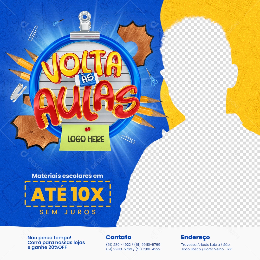 Social Media Volta às Aulas PSD Editável