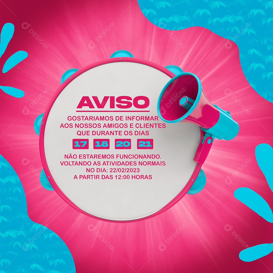 Notice: We'd Like to Inform Our Friends and Clients: Holiday, Carnival, Social Media, Editable PSD