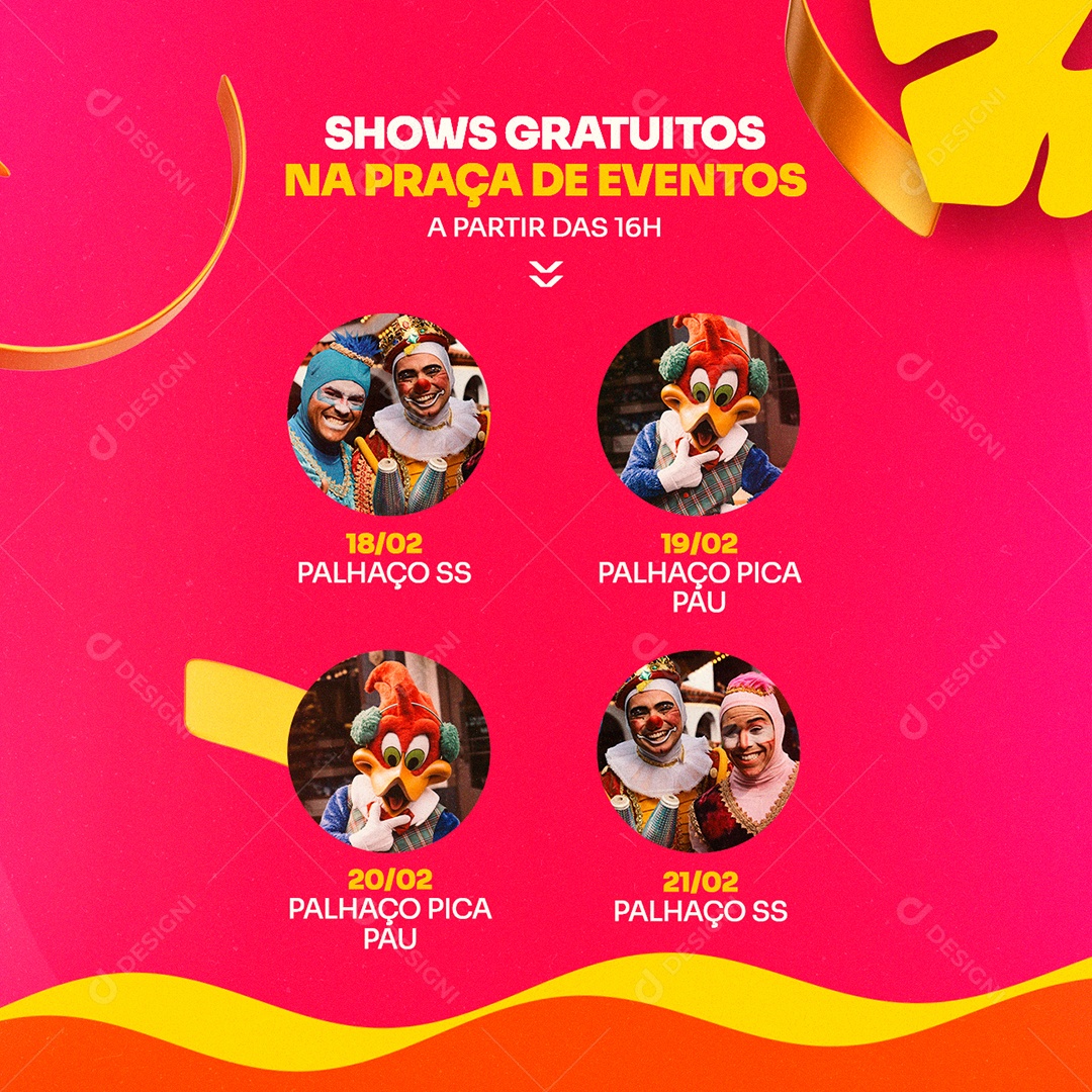 Shows Gratuitos na Praça de Eventos A Partir das 16H Shopping Social Media PSD Editável
