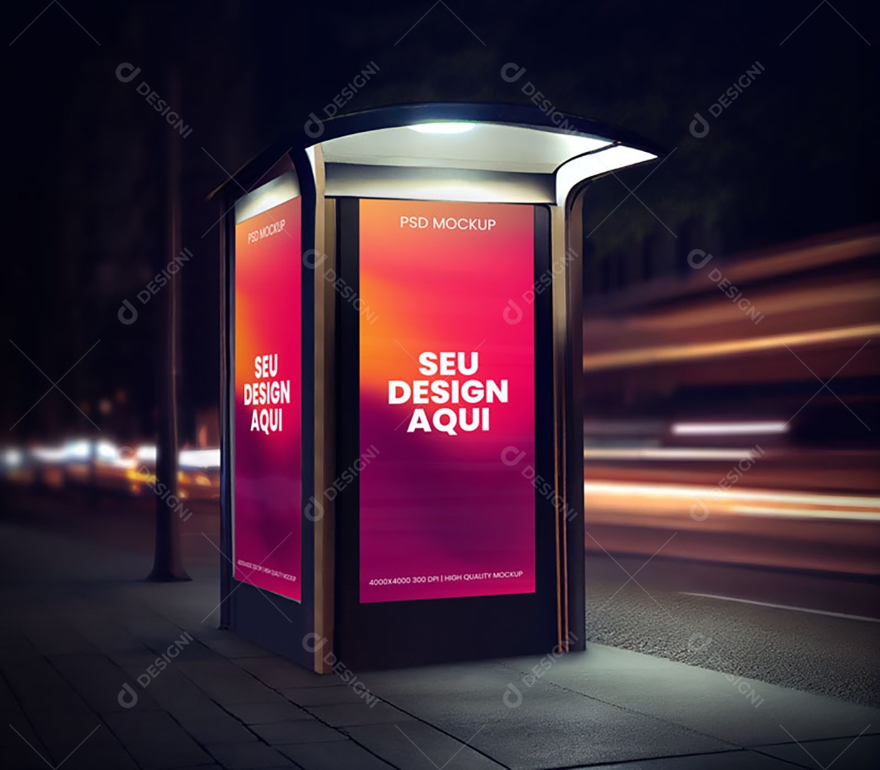 Mockup Placa Outdoor Publicitário Em Calçada PSD Editável