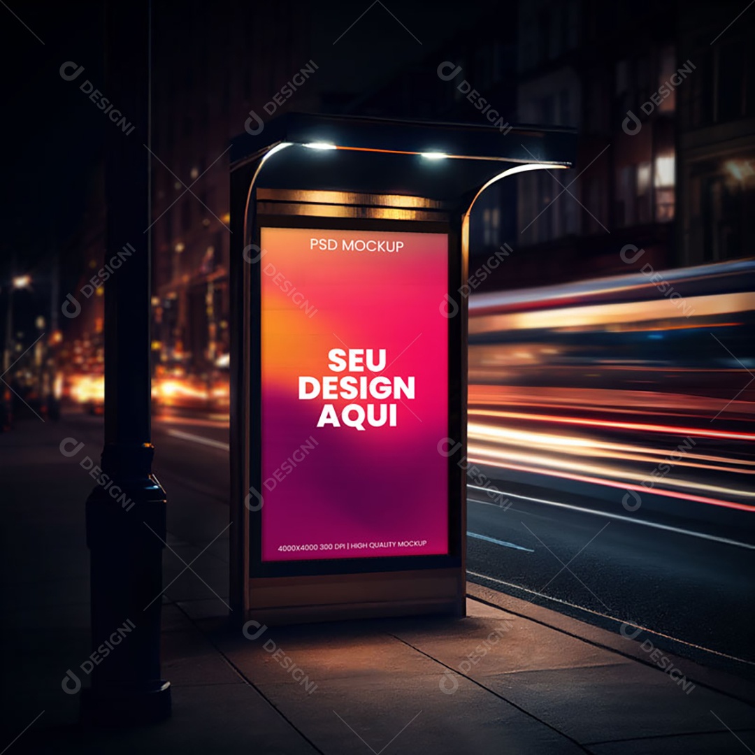 Mockup Placa Outdoor Publicitário Em Calçada PSD Editável