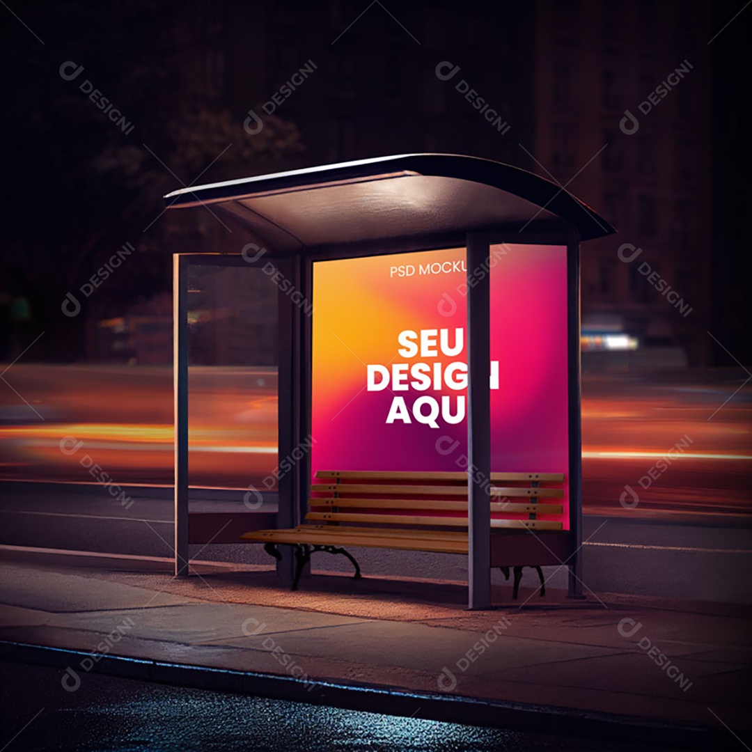 Mockup Placa Outdoor Publicitário Em Calçada PSD Editável