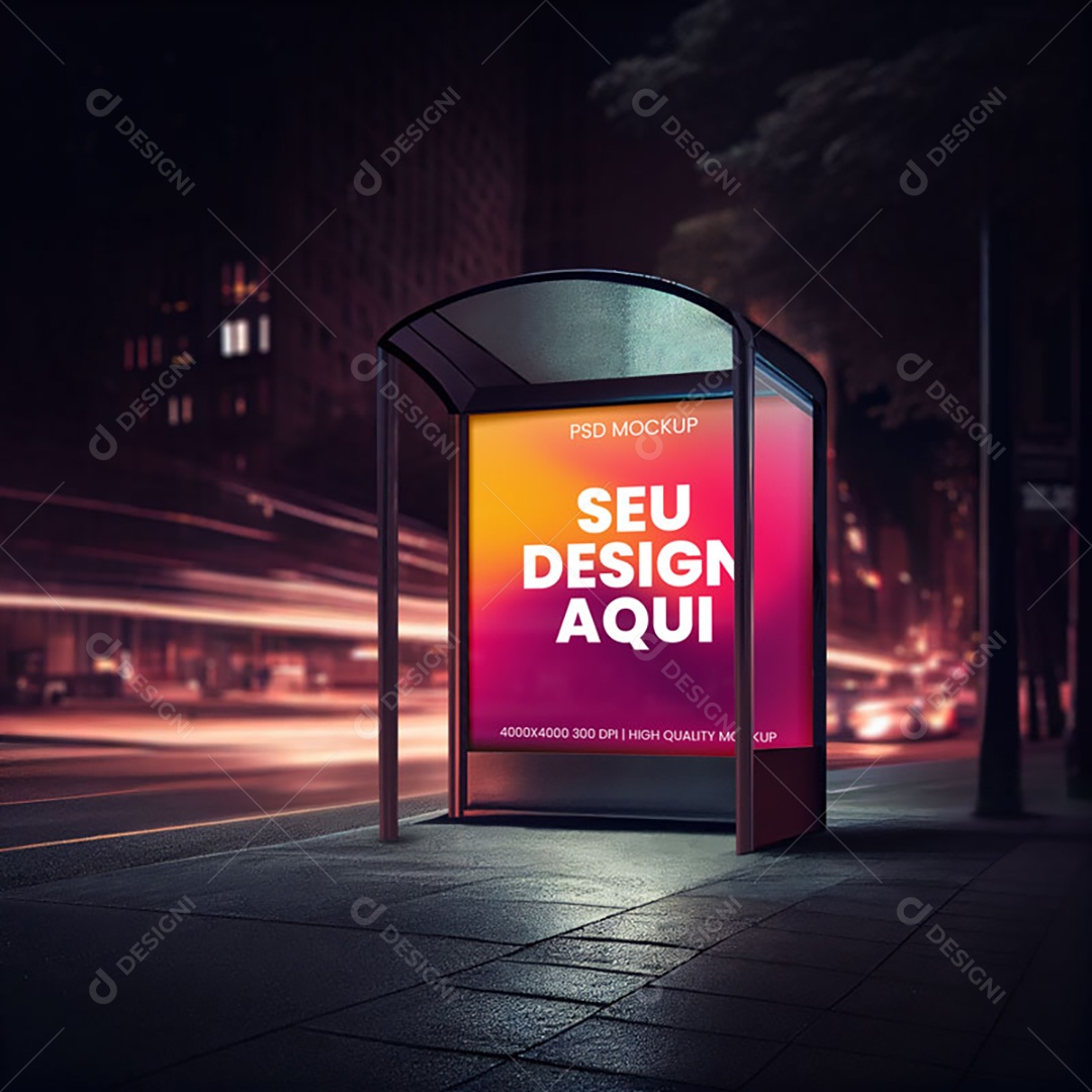 Mockup Placa Outdoor Publicitário Em Calçada PSD Editável