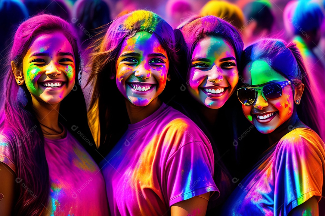 Pessoas indianas comemorando o festival das cores